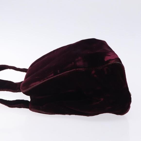 PRADA Hand Bag Velor Bordeaux Silver - Picture 5 of 12